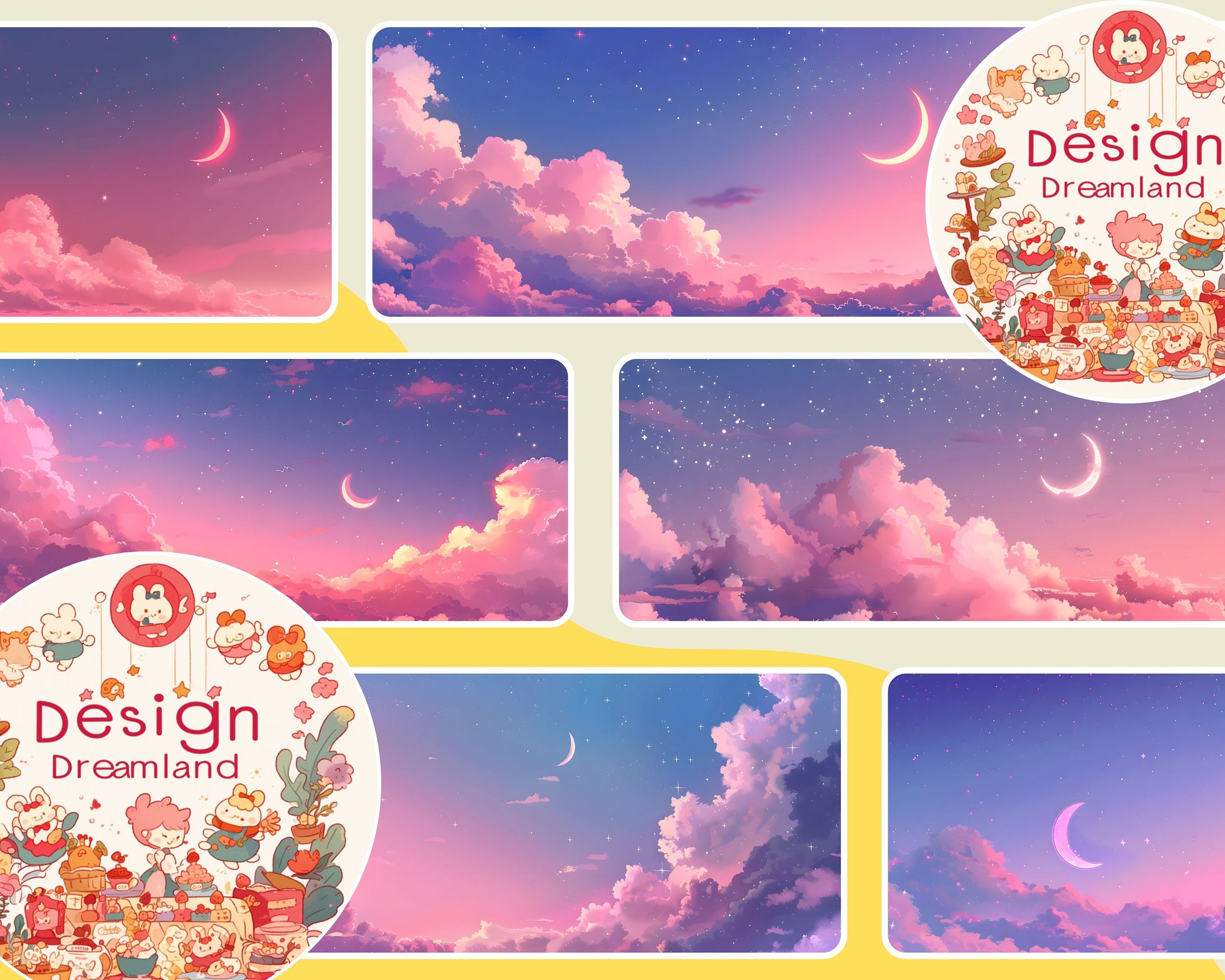Pastel Anime Cloud Desktop Wallpaper, Background (digital Download - Etsy