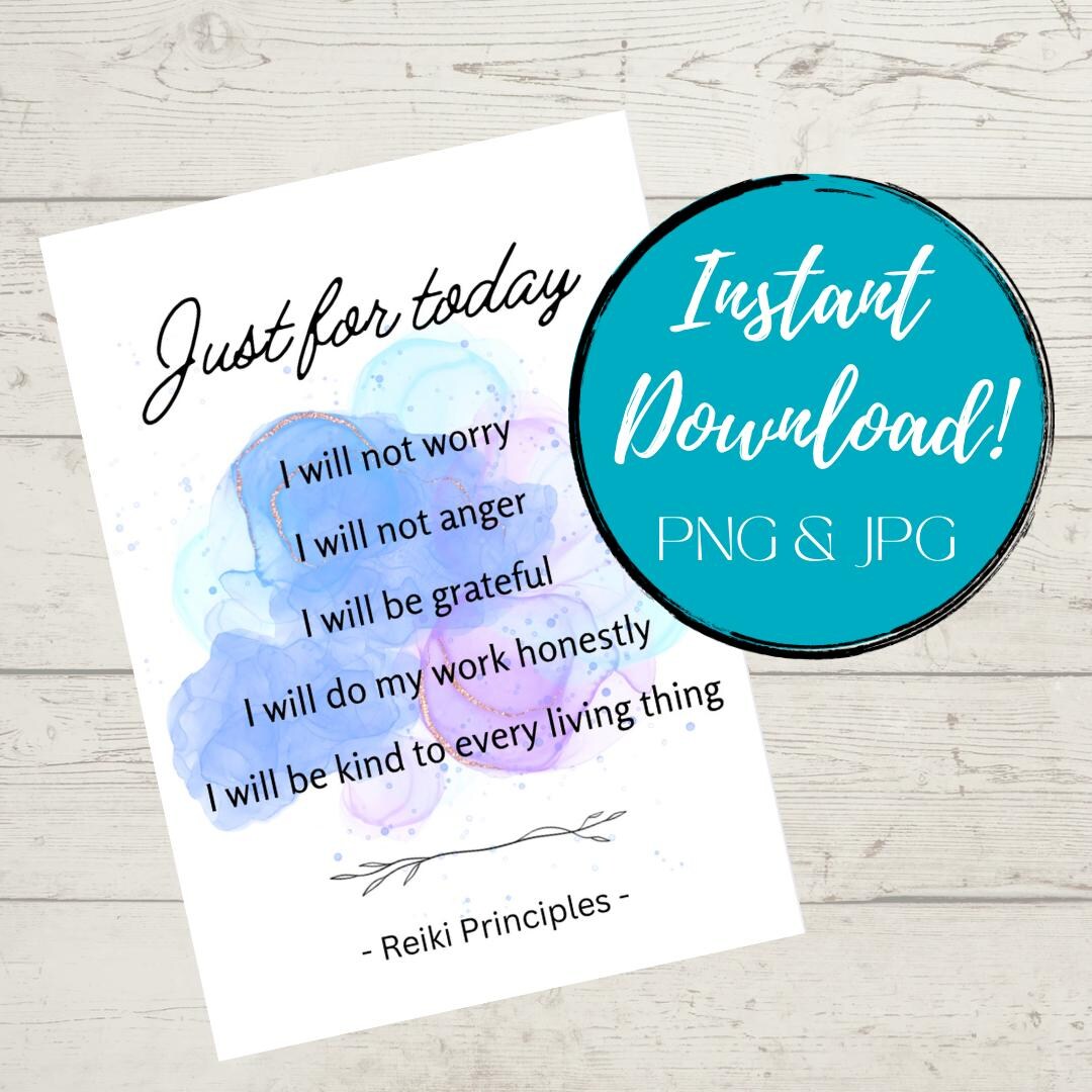 Reiki Principles Wall Art – Digital Download for Reiki Practitioners ...