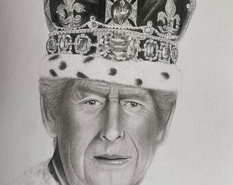 King Charles drawing A4 prints