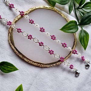Beaded Bracelet | Daisy Bracelet | Handmade Bracelet | Purple Flower Bracelet | Beaded Jewellery | Gifts for her