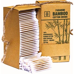 Faradini 500 Count Bamboo Cotton Buds - Biodegradable Cotton Bud, Swab and Qtips | Eco friendly plastic free zero waste cotton swabs