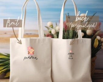Luxurious High Quality Mothers’ Day Gift for Mom Cute Fun Personalized Tote Bag Gift with Kid Names Birthday & New Mom Gift Minimalist