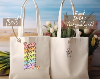 Luxurious High Quality Mothers’ Day Gift for Mom Cute Fun Personalized Tote Bag Gift with Kid Names Birthday New Mom Gift