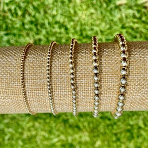 Gold Filled Beaded Bracelet&#39;s. Non tarnish 14K Gold Filled Stacking Bracelet&#39;s. Pretty Layering Bracelet for any stack. Dainty Gold Bracelet