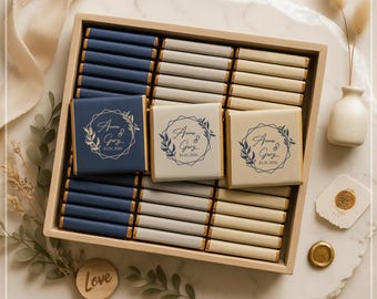 Personalisierte Hochzeitspralinen Gastgeschenke: Goldfolie, Custom Design, Set von 50