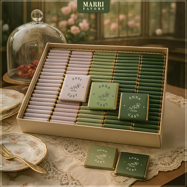 50 Stück Luxus-Hochzeitsschokolade, individuelle Schokolade, Gastgeschenke Hochzeit, Gastgeschenke für Hochzeit, Verlobungsschokolade, Hochzeitsgeschenk, Gastgeschenke