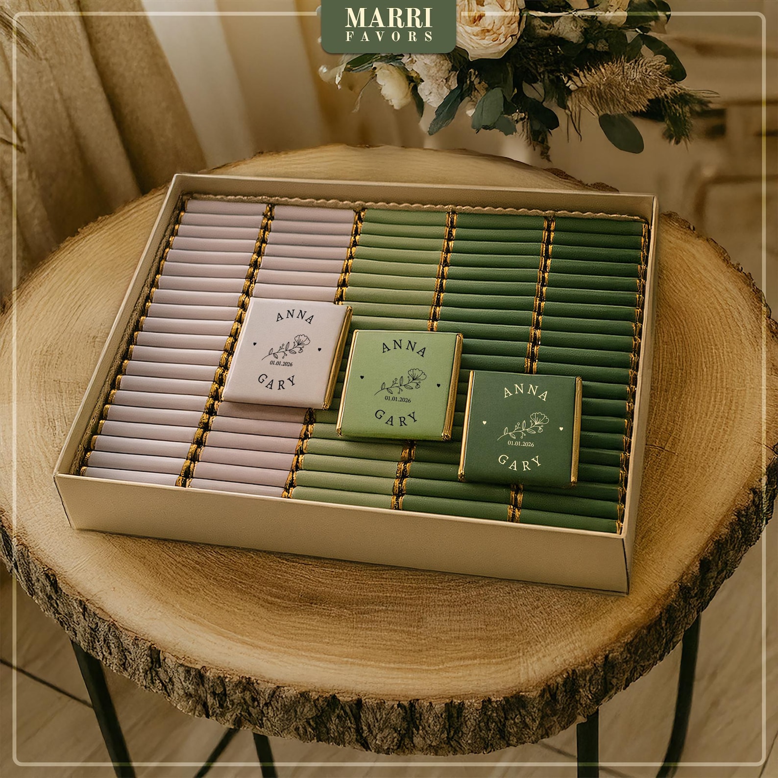 50 Pcs Luxury Wedding Chocolate Customized Chocolate Wedding Favors Favors for Wedding Engagement Chocolate Wedding Gift Party Treats