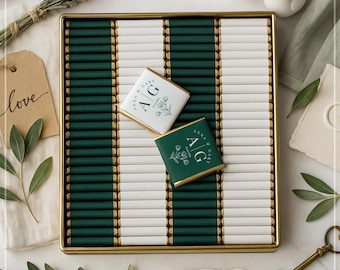 Personalisierte Hochzeitspralinen Gastgeschenke: Goldfolie, Custom Design, Set von 50