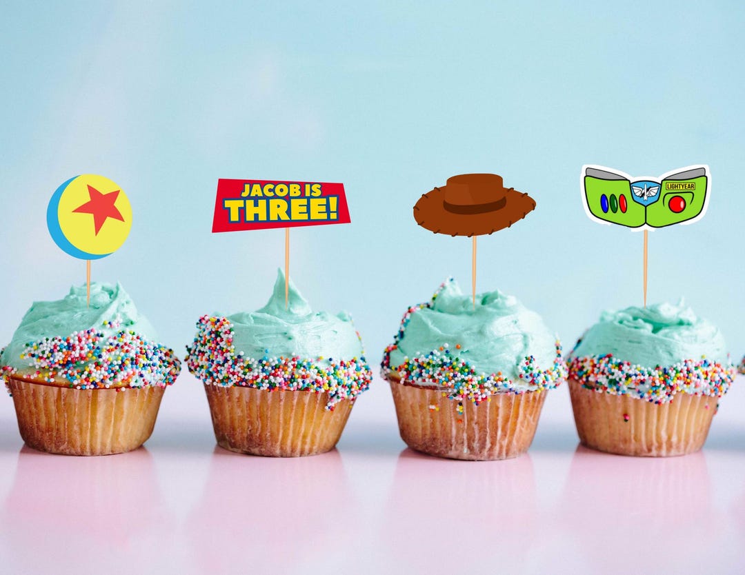 Toy Story Cupcake Toppers Printable Party Decor Woody, Buzz, Logo
