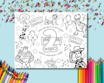 Personalized 2nd Birthday Coloring Page | Western Toy Characters (Digital Download)
