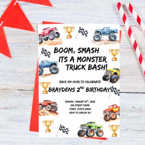 Monster Truck bearbeitbarer Geburtstag einladen Digital