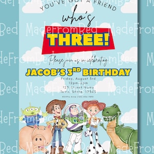 Toy Birthday Invitation: 3rd Birthday, Editable Canva Template (Digital Download) image 3