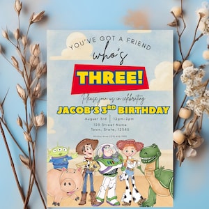 Toy Story 3rd Birthday Invitation: Editable Canva Template (Digital Download 5x7&quot; )