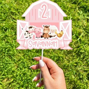 Pink Barnyard Keepsake Cake Topper | Custom Farm Animals Birthday Party Decor