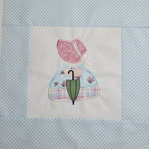 Sunbonnet Sue Machine Appliqued and Embroidered Quilt Blocks