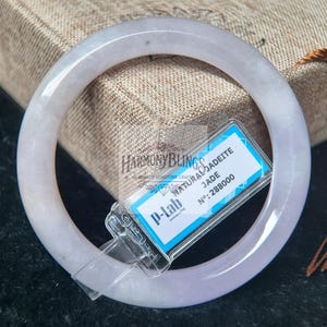 Jasnofioletowa bransoletka z jadeitu 54 mm – bransoletka szczęścia Feng Shui, prezent na szczęście dla kobiet, biżuteria uzdrawiająca duchowo