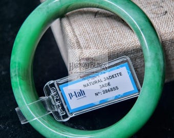 Exquisite 57mm Green Jade Bangle | Certified Feng Shui Lucky Charm | Elegant Gift for Her on Special Occasions