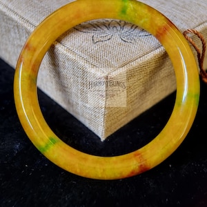 Premium Gelber Jadeit Armreif, Natürliche Jade Armband, Vintage-Schmuck, Ideales Weihnachts- und Neujahrsgeschenk