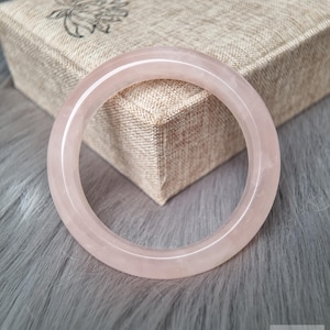 52mm Certified Light Pink Amethyst Bangle - Natural Feng Shui Bracelet, Cute Lucky Charm, Perfect New Year & Christmas Gift