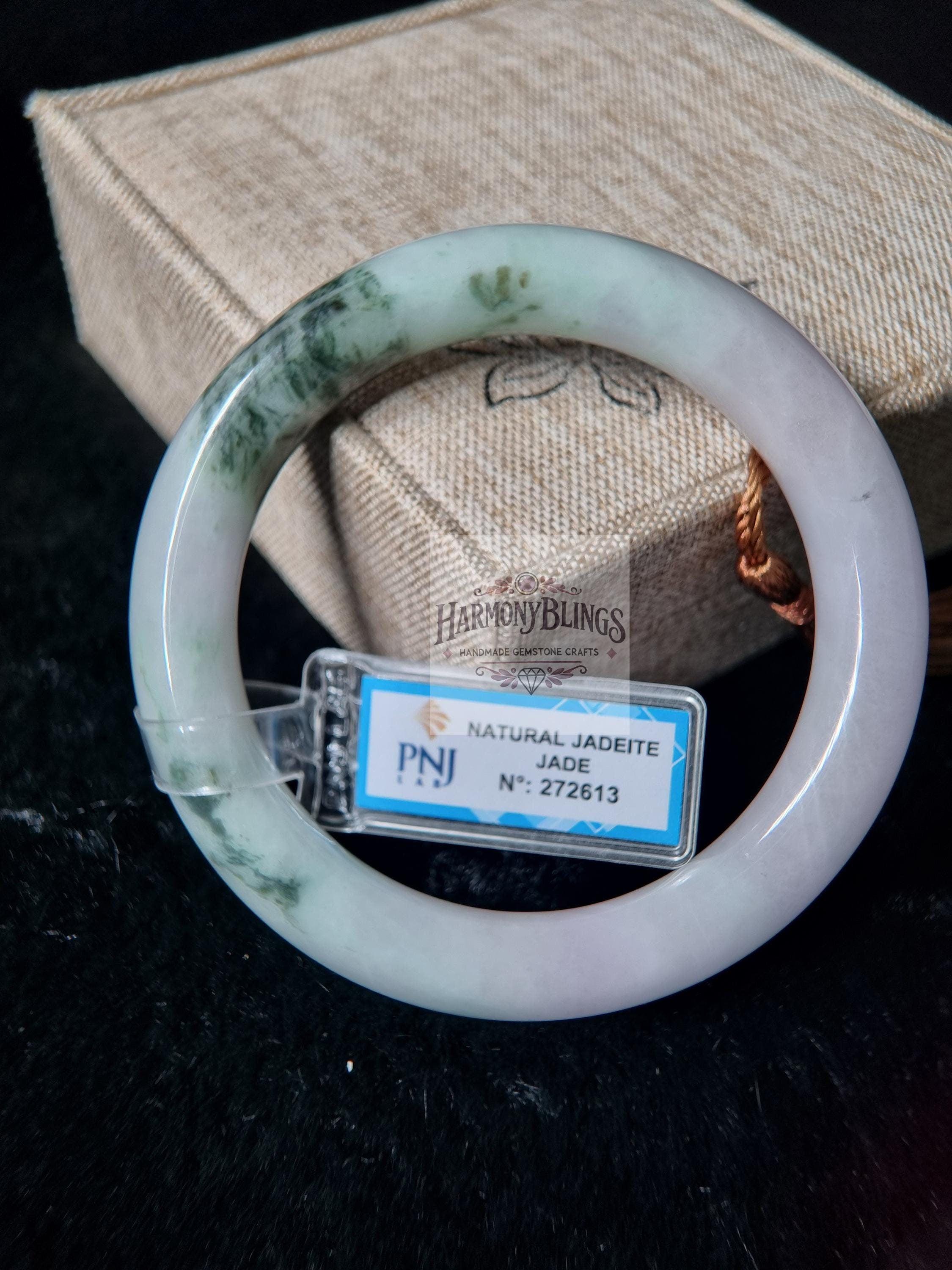 アクセサリー 天然翡翠 バングル 内径59mm 白緑系 ジェイド ブレスレット