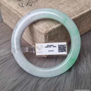 Vintage Light Green Jade Bangle 50mm | Lucky Charm Gemstone Bracelet | Perfect Gift for Her & Feng Shui