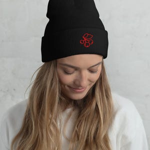 Embroidered Berry Beanie l Cozy Cuffed Winter Hat for Women l Cute Fruit Embroidery Gift l Cold Weather Accessory l Berry Design Winter Hat
