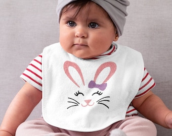 Bavoir personnalisé lapin de Pâques bavoir en tissu éponge doux cadeau de Pâques pour bébé mignon bébé bavoir fille cadeau de Pâques personnalisé bavoir bébé brodé nouveau-né