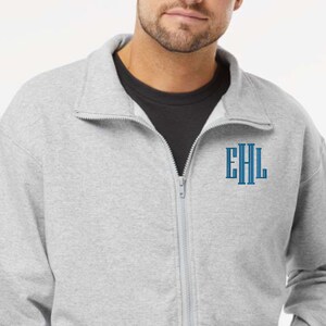 Monogrammed Full Zip Sweatshirt Embroidered Sweater Monogrammed Jacket Christmas Gift for Her Personalized Full Zip Jacket gift for him