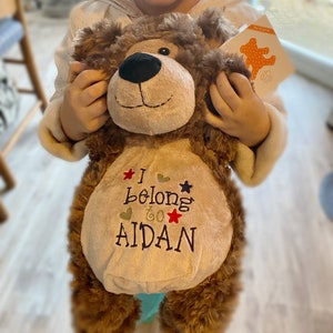 Personalized I belong to Stuffed Moose Animal Personalized Stuffie Embroidered Stuffed Bear Embroidered Animal Moose New Baby gift Idea