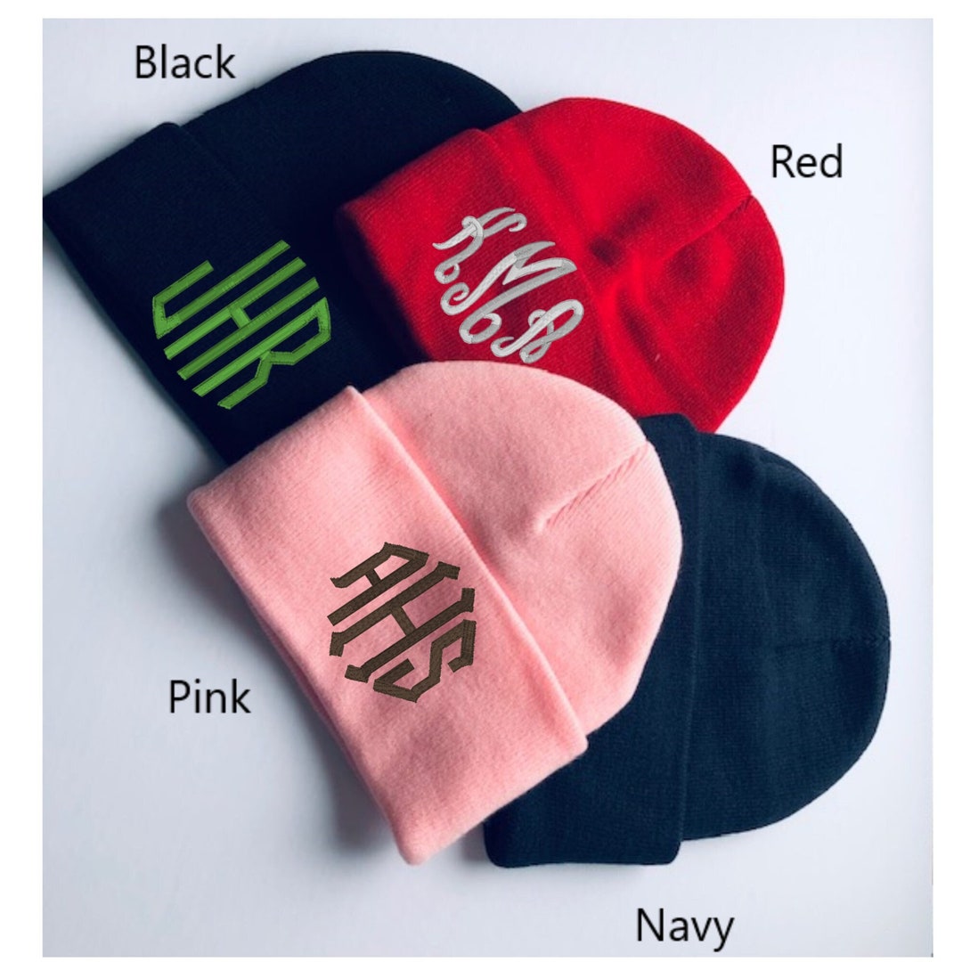 Monogrammed Knit Beanie: Personalized Embroidered Winter Hat - Etsy