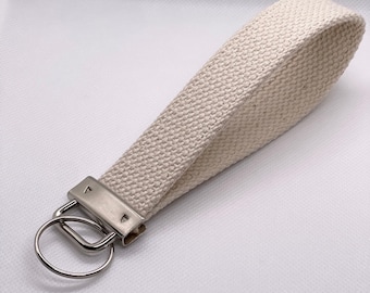 Personalized Cotton Canvas Keychain Wristlet: Custom Embroidered Key Fob