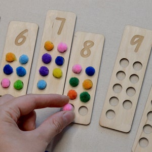 Ensemble de tuiles de traçage en bois pour le comptage des nombres, apprentissage des nombres, cartes mobiles, police de caractères qld, jouet éducatif Montessori d'âge préscolaire pour tout-petits fait main