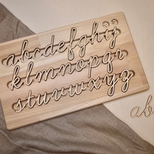 Juego de alfabeto cursivo de madera Montessori para aprender inglés, para el desarrollo de la educación en el hogar y las habilidades de escritura de los niños pequeños