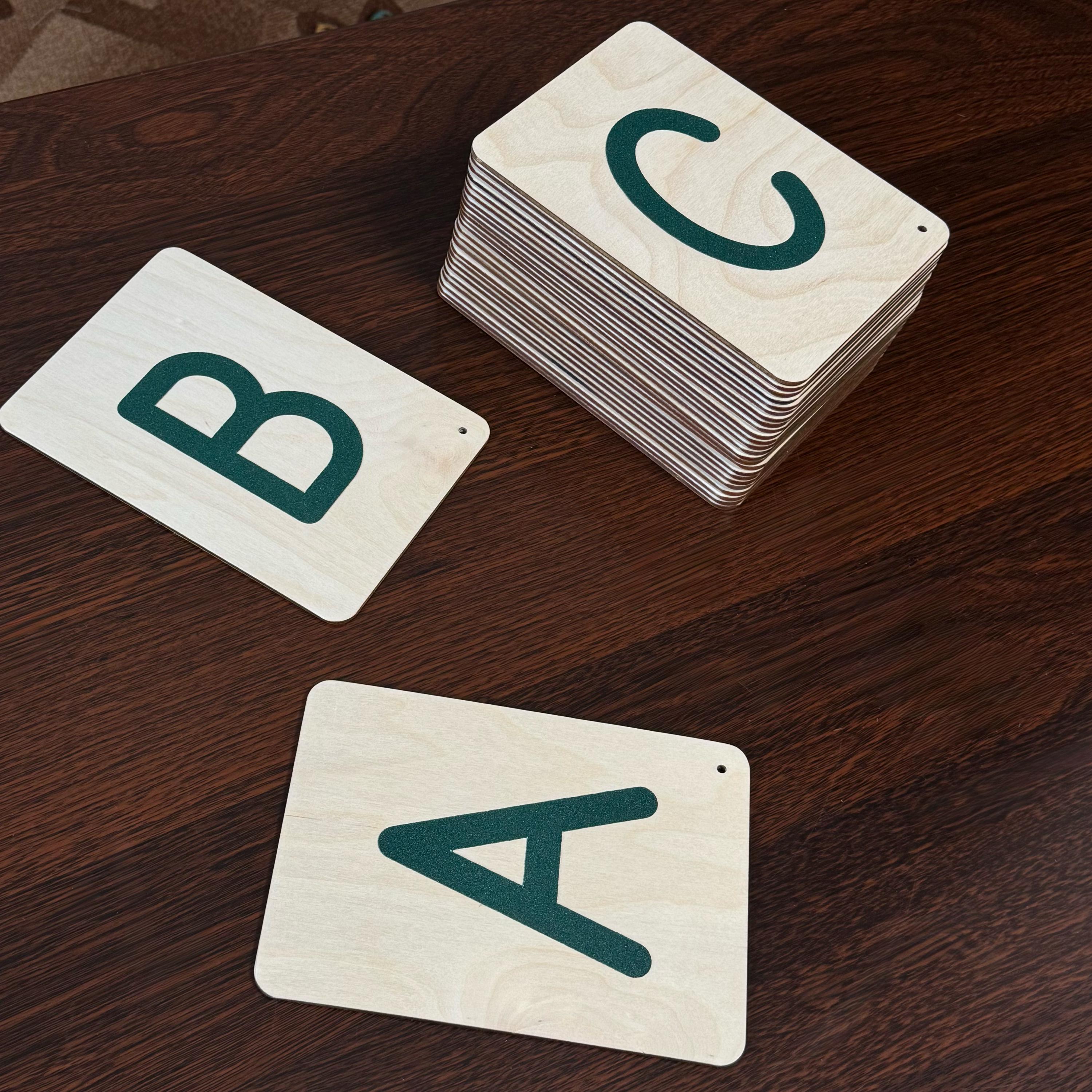 Send Paper Base Sandpaper English Alphabet Letters on Wooden Base for Kids Tactile ...