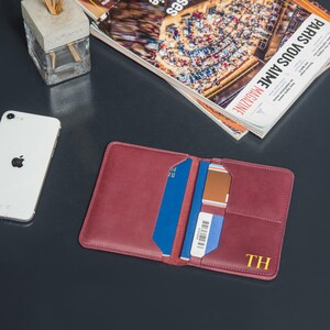 Cartera de cuero para tarjetas, Tarjetero de cuero, Cartera delgada plegable, Tarjetero plegable, Tarjetero, Cartera con bolsillo frontal