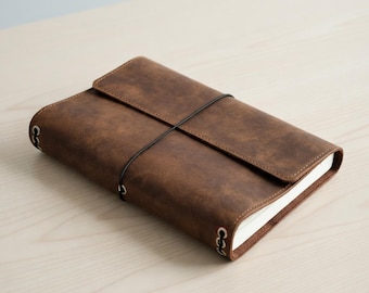 Journal for men, Leather journal cover, Personalized travel journal, A5 travelers notebook, Personalized leather trifold journal cover