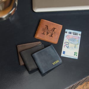 Custom wallet men, Bifold mens wallet, Monogram mens wallet, Leather wallet men, Engraved wallet men, Brown leather wallet