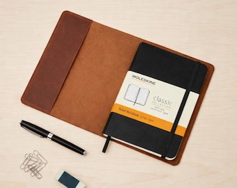 Moleskine cover personalized, Leather notebook cover, Leather volant cover, Refillable journal cover, Leather journal refillable