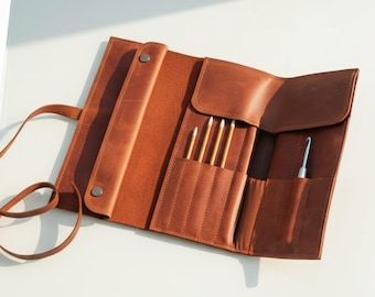 Leder Nadel Etui, Leder Häkel Etui, Stricknadel Organizer, Stricknadel Etui, Häkel Werkzeug Halter, Häkelnadel Etui