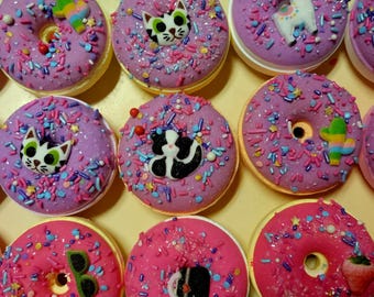 Pack of 15 Donut Bath Bombs: Handmade Moisturizing Fun for Kids, bath time, reward