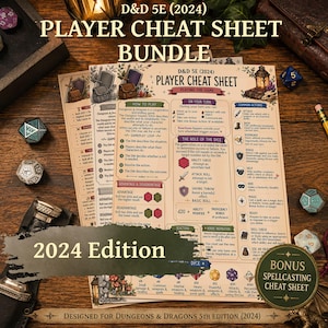 D&D 5E (2024) – Leitfaden für neue Spieler (PDF) | Kurzübersicht Kampf & Zauber | Druckbarer D&D-Leitfaden | Digitaler Download