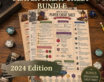 Guide du nouveau joueur pour D&D 5E (2024) (PDF) | Aide-mémoire sur les combats et les sorts | Guide D&D imprimable | Téléchargement numérique