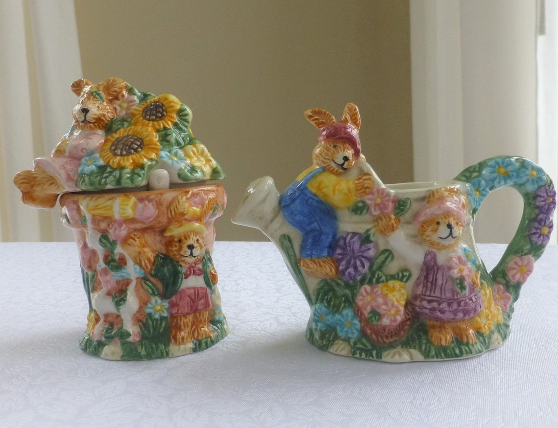 rabbit garden party springtime tea set