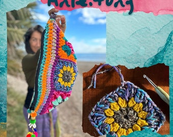 Patrón De Ganchillo Kalisa De Cuatro Ojos Belly Bag Cuadrados Love Bag CrochetPattern