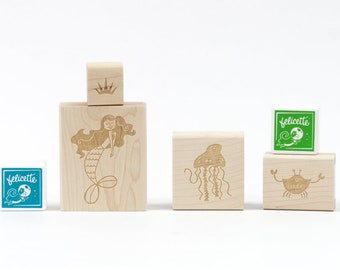 Mermaid & friends Rubber Stamp Craft Kit