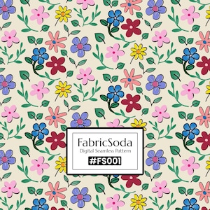Beige Floral Seamless Pattern JPG PNG Transparent Digital Paper #FS001
