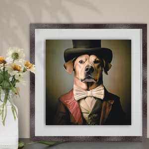 Set of 4 quirky Renaissance aristocrat dog wall art pieces. Digital download prints featuring whimsical canine characters dressed in Renaissance-era clothing