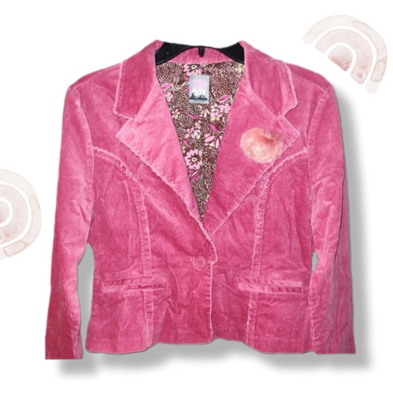 Y2K pink corduroy  jacket NWOT, sz. S. Boho Shabb… - image 1