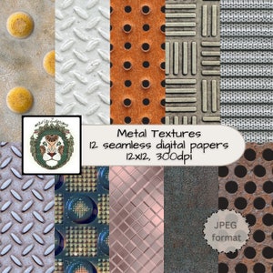METAL texture seamless background digital papers, metal variety digital background, scrapbooking, print on demand