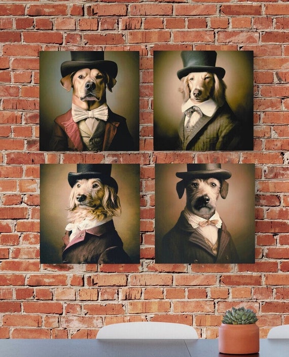 Renaissance Dog Art Prints: Humorous Canine Portrait Set (Digital Download)